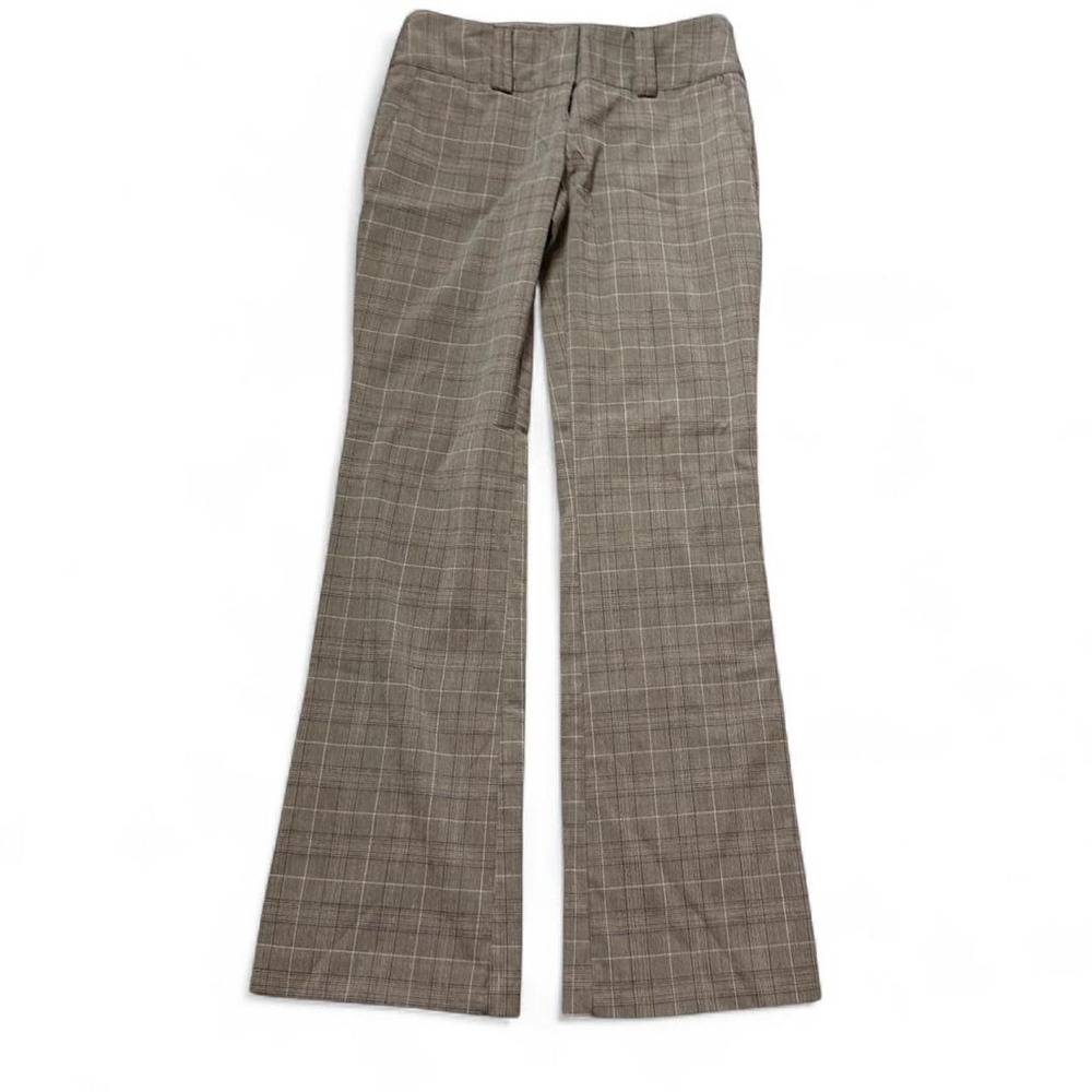 Vintage Y2K No Boundaries Brown Plaid Low Rise Flare Pants, Women's Size 3